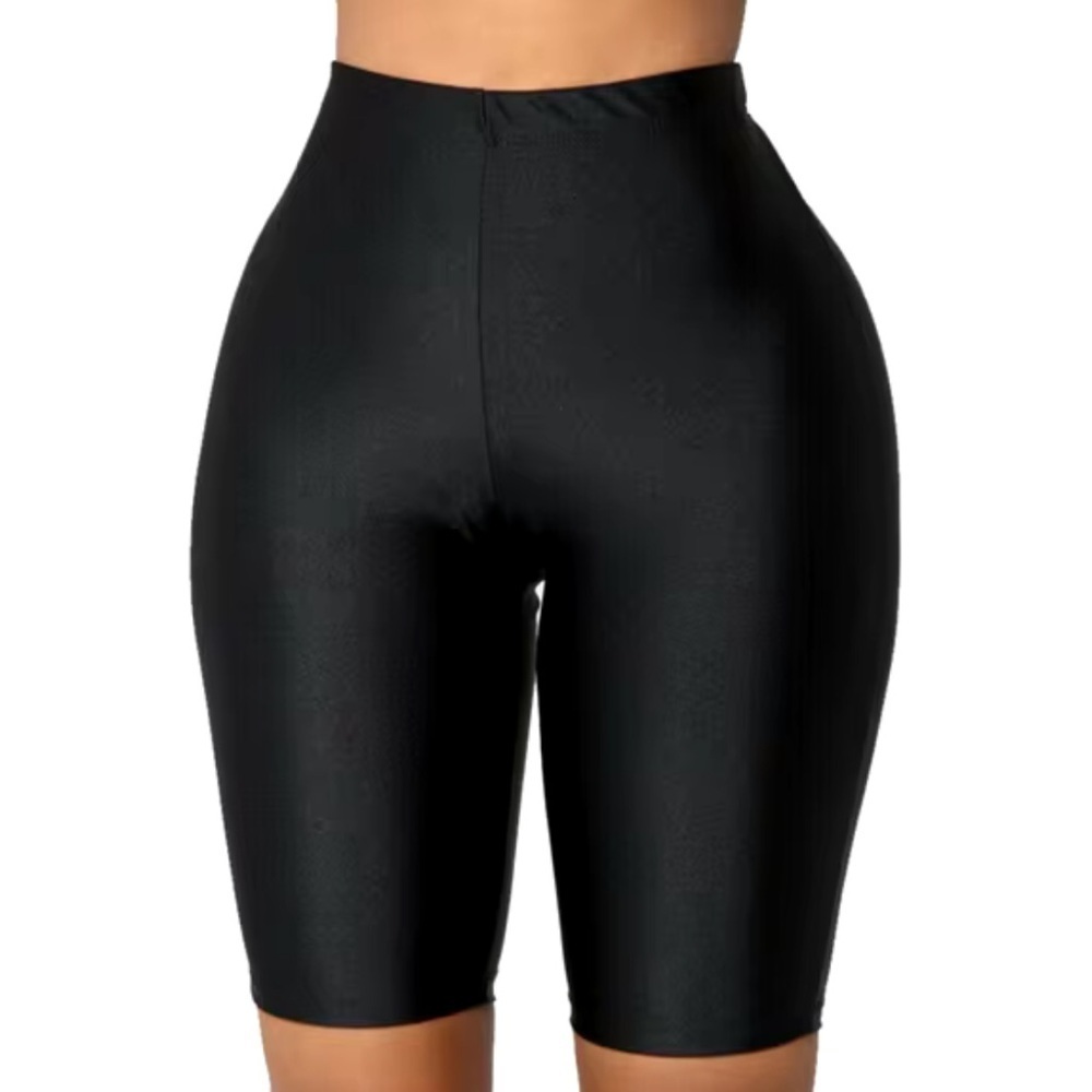 Love University Black Shiny Bike Shorts - Picture 4 of 8